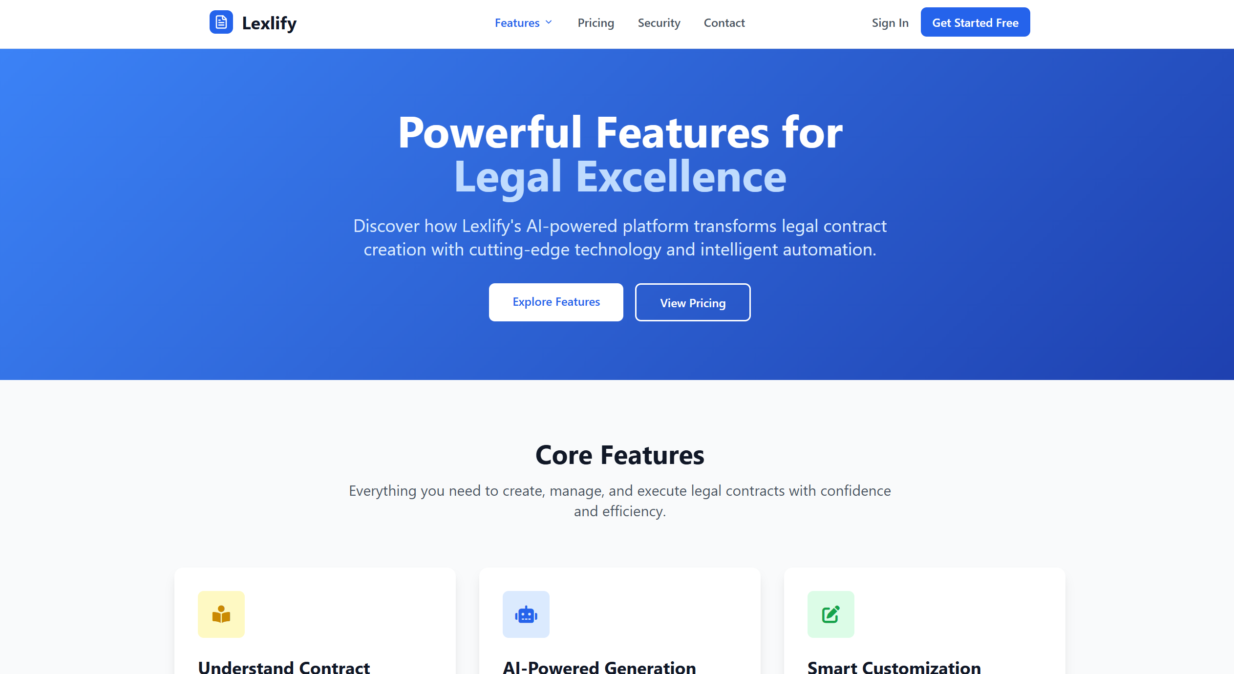 Lexlify Features Pagina
